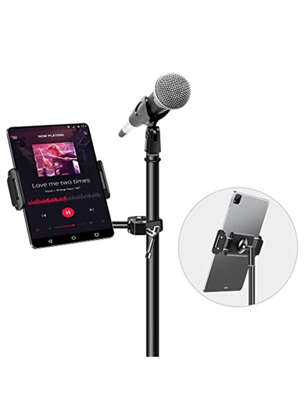 Aluminum iPad Holder for Mic Stand, Side Mount iPad Music Stand Holder